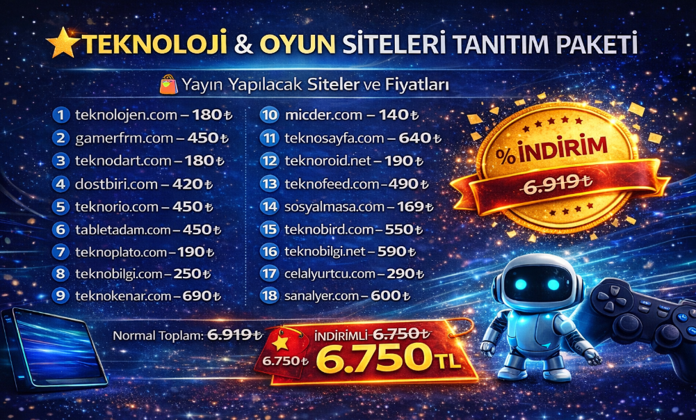 ⭐ TEKNOLOJİ & OYUN SİTELERİ TANITIM PAKETİ
