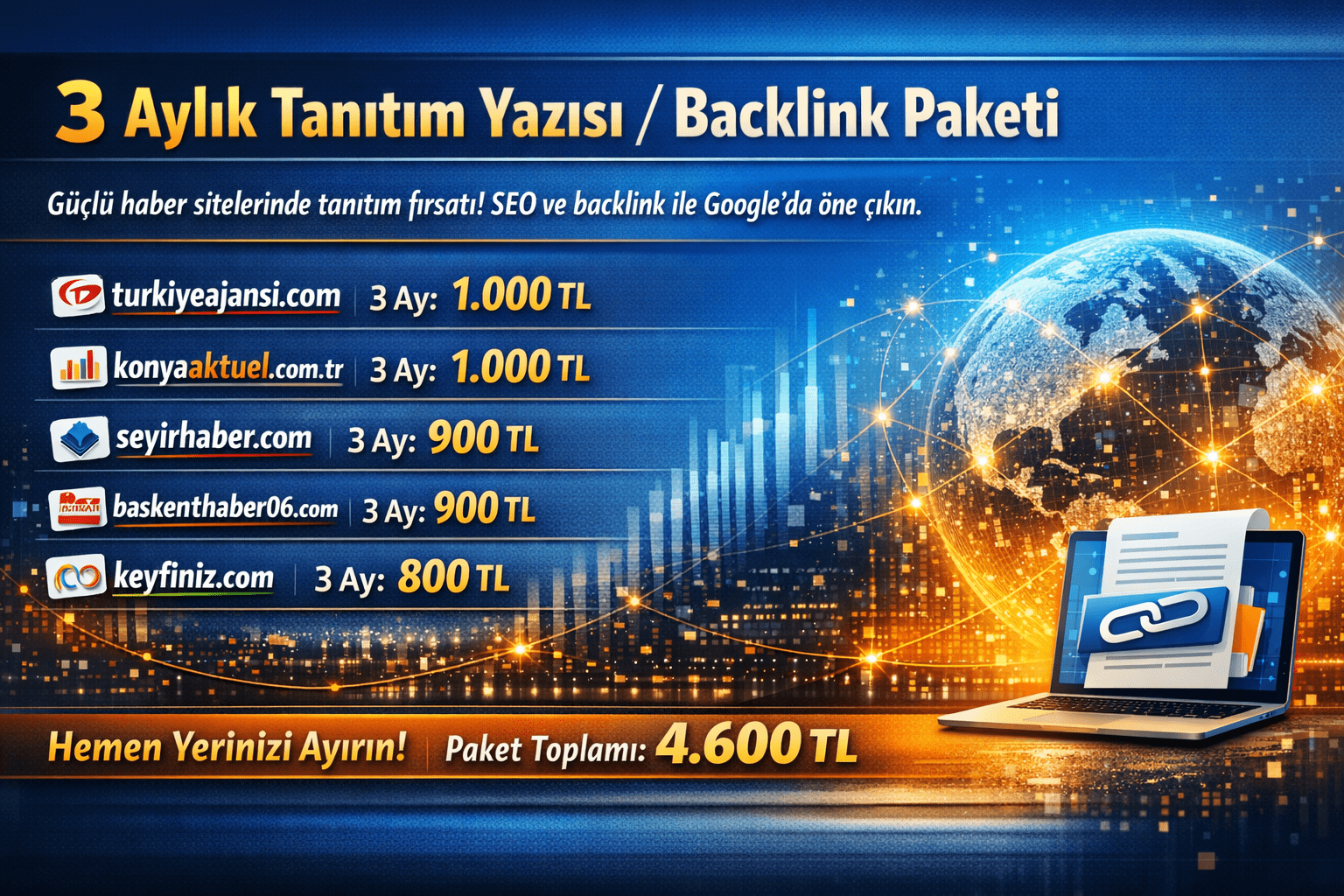 ⭐ 3 Aylık Footer Link / Backlink Paketi